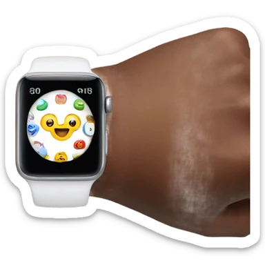 close up of apple watch on wrist with hand sticker