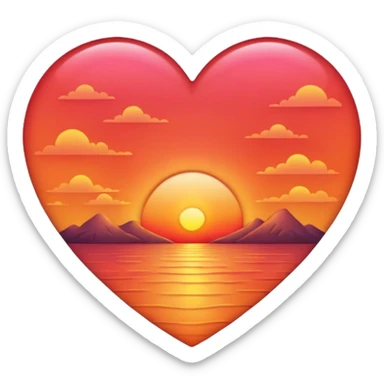 heart with a sunset inside sticker