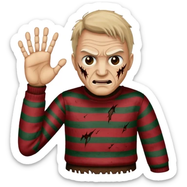 Freddy Kruger emojie with claw hand to sticker