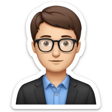 Man with short hair wearing glasses, tech entrepreneur sticker
