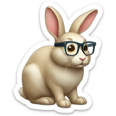 a rabbit with glasses and a T-shirt with the inscription Тишотка sticker