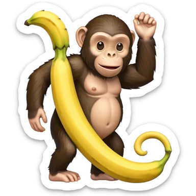 Chimpanzee witj body as banana sticker