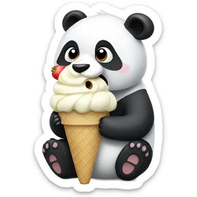 Panda eating ice cream sticker