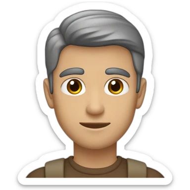 hombre joven de piel blanca, ojos marrones y tupé castaño sticker