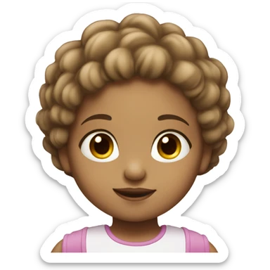 a cartoon picture of a 2 year old girl with light colour skin and brown hair sticker