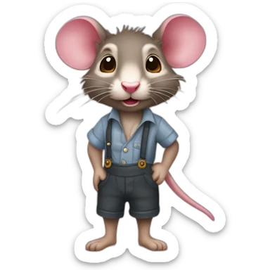 Raton laveur en chemise tenant une rose à la bouche sticker