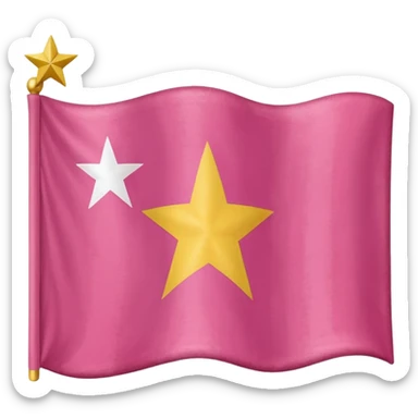 Bandera rosada con una estrella 💫 y franjas blancas sticker