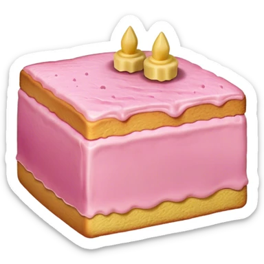 sweet simple slice of sponge cake, with pink frosting on the outside, pointing right sticker