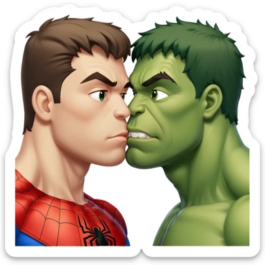 Hulk kiss spiderman sticker