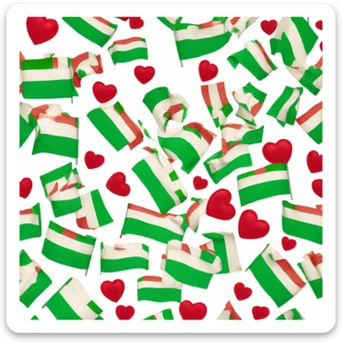 italy flag with hearts around it sticker