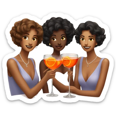 Three beautiful ladies drinking aperol  sticker