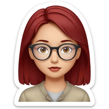 A sun kissed girl with dark red hair and grey eyes and glasses sticker