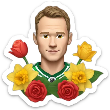 Jonathan Toews as rainbow with daffodils and roses sticker