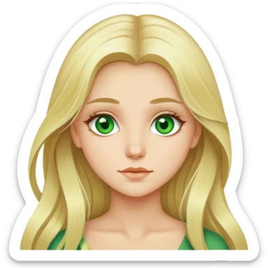 Green-eyed blonde girl with beautiful long hair aesthetics sticker