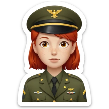 girl in army uniform with red hair emoji sticker