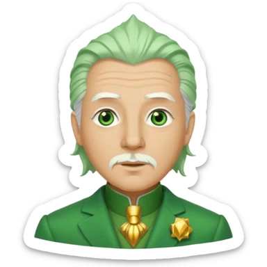 The Wizard from the Wizard of Oz with light skin, green eyes, white hair, green outfit sticker