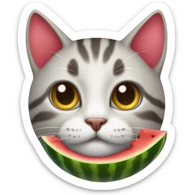 Cat with watermelon head sticker