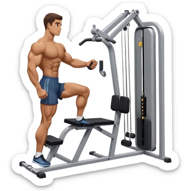 side-view of guy using calf-raise machine sticker