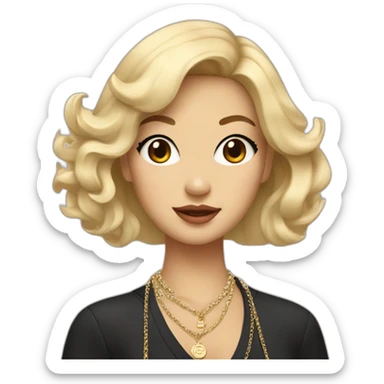 Blonde Asian girl with Chanel bag and necklace sticker