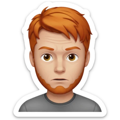 The 🤨 raised eyebrow emoji but with short ginger hair (a man) sticker