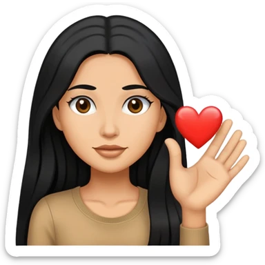 women with long black hair sending love sticker