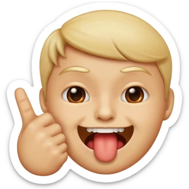 please create an emoji of a face bitting their index finger withn a cheeky expression sticker