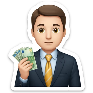 AN UNCLE with a tie in business clothes and with euro money
 sticker