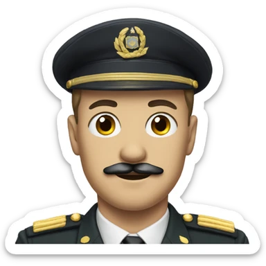 Man with military uniform with a square shaped mustache sticker
