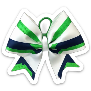 Maces cheerleading bow, white green navy blue sticker