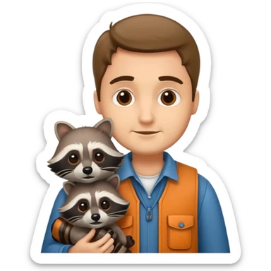 man with racoon sticker