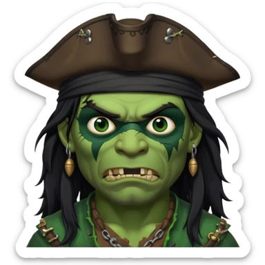 ork pirate man long hair sticker