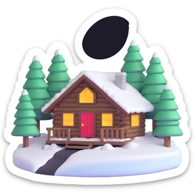 Bon Iver winter cabin in snowy forest sticker
