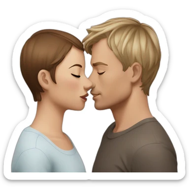 Joel Kinnaman kiss a girl with fair skin and brown hair sticker
