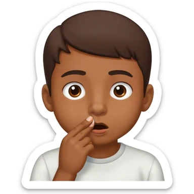 brownheaded boy picking his nose sticker