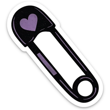 emo style black and purple safety pin, no background sticker