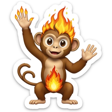 fire monkey goodbye  sticker