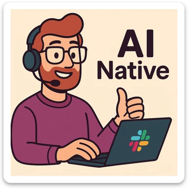 Slack logo aesthetic with 'AI Native' wording, friendly, approachable, using overlapping shapes and vibrant colors, modern tech vibe. sticker