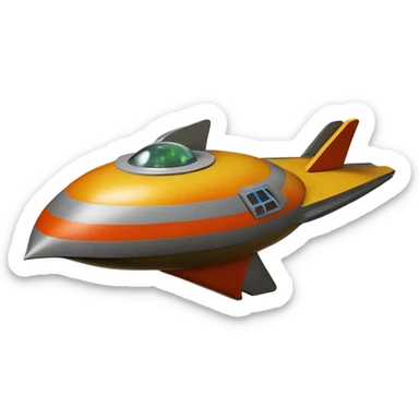 50s Photographic Painted Flying Starship spacecraft bird’s house wooden  sticker