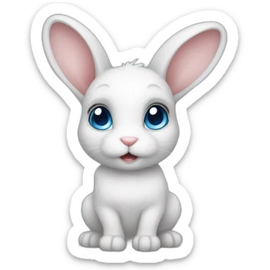 A cute small bunny with short ears and blue-grey eyes sticker