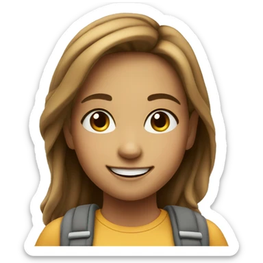 smiling girl in outdoor scene no hat sticker