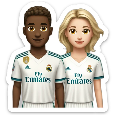 Boy and girl in real madrid jersey sticker