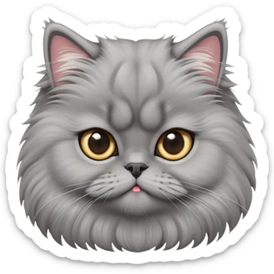 cinematic-adorable-big-eyed-fluffy-grey-persian-cat-portrait-emoji,-head-tilted-playfully-with-a-sweet-expression,-fluffy-grey-fur,-simplified-yet-irresistibly-cute-features-with-large,-expr sticker