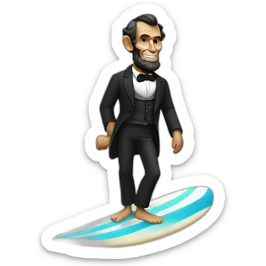 Abraham Lincoln as a surfer sticker