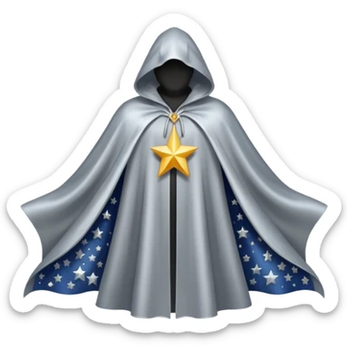 a fantasy  magic, silver color with star pattern cloak sticker