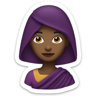 Emoji mujer raza negra con ruana morada sticker