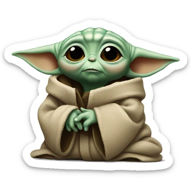 Baby Yoda is very sad sticker