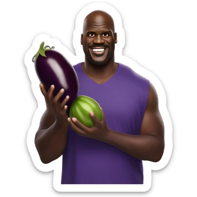 shaq with an eggplant sticker
