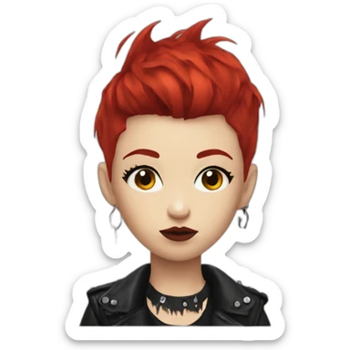 Punk gothic girl red hair sticker