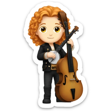 Antonio Vivaldi adult ginger hair chibi standing banjo  sticker