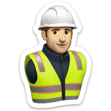 Emmanuel Macron wearing yellow safety vest sticker